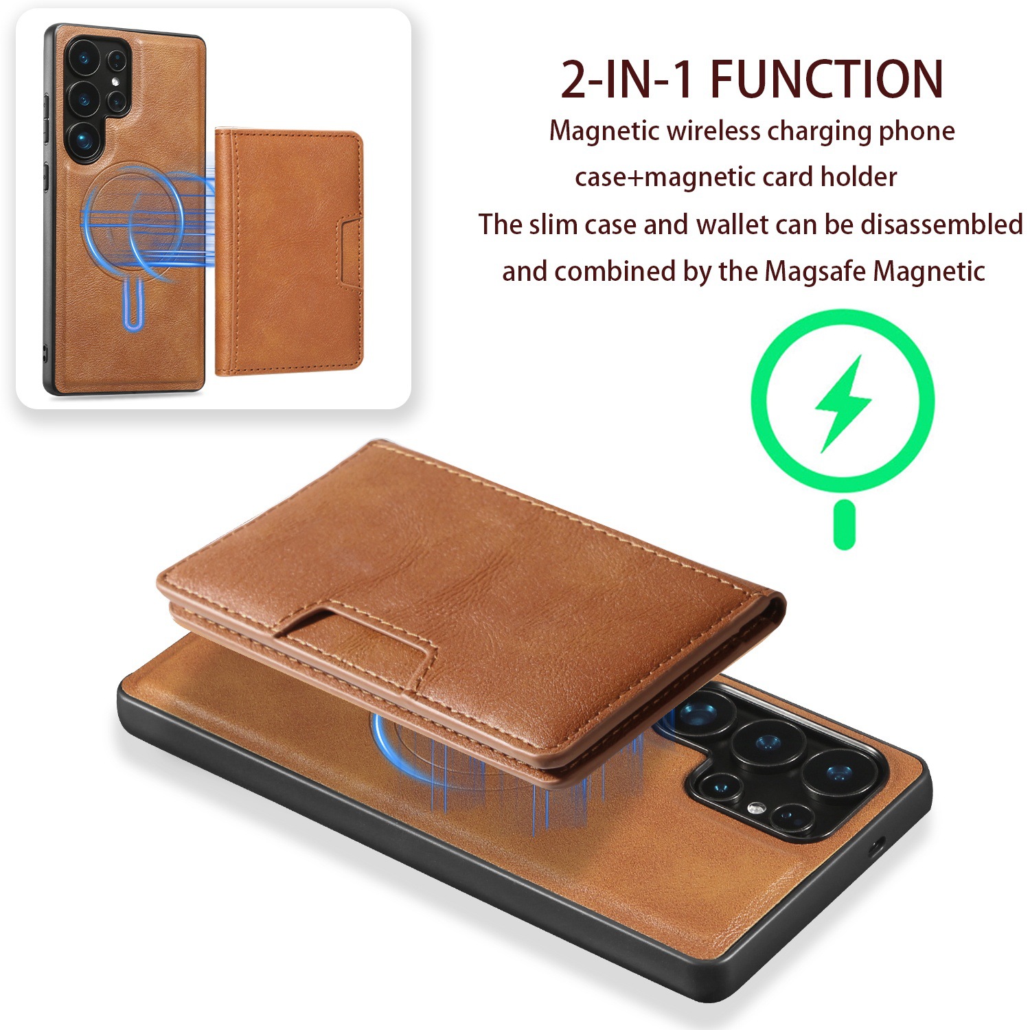 Adecuado para Samsung S25Edge Paquete de tarjeta magnética de anillo plegable Estuche para teléfono móvil Estuche protector de carga inalámbrica MagSafe magnético fuerte S25U