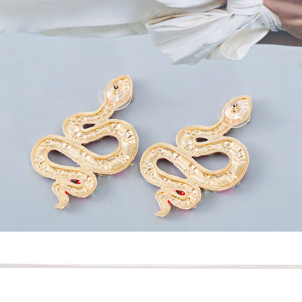 New Creative Snake Pendant Diamond Earrings display picture 3
