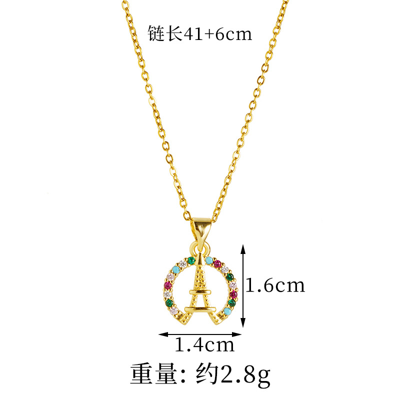 Collar de oro de arena vietnamita simple y alta sensación de aretes de la torre Eiffel lujoso ligero para mujeres no se desvanecerá el suministro de joyas