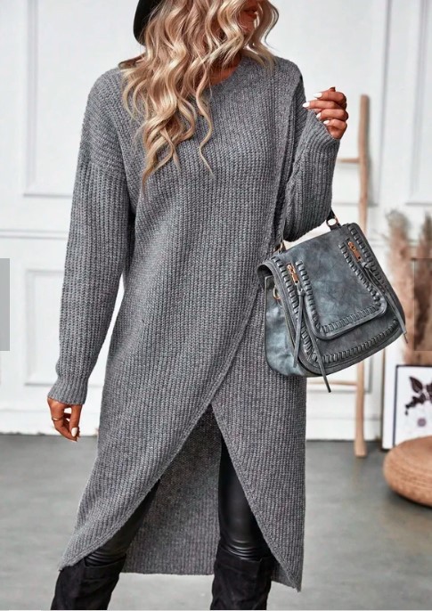 Giacca lunga in maglia da donna_voghion.com