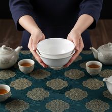 白色反口碗潮州陶瓷面碗饭碗汤碗日式套装日用厨房家用