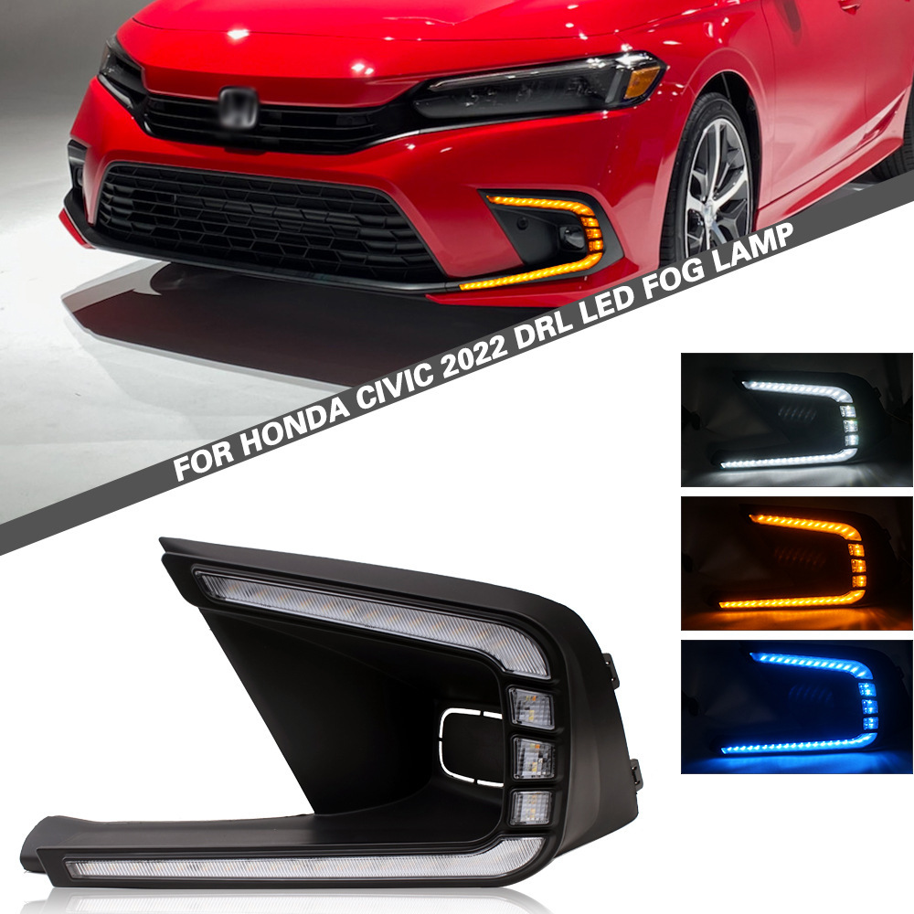Aplicable a 21 nuevas luces de niebla Honda Civic de décima generación tricolor tres funciones de modificación de luces diurnas LED