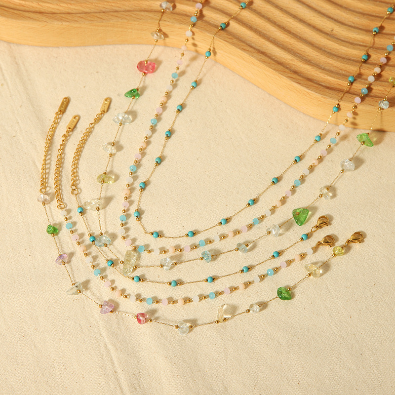 Ins Style Personality All-match Color Natural Stone Anklet Titanium Steel Color-free Bracelet 18k Gold Net Red Foot Chain Anklet Ins Style Personality All-match Color Natural Stone Anklet Titanium Steel Color-free Bracelet 18k Gold Net Red Foot Chain Anklet