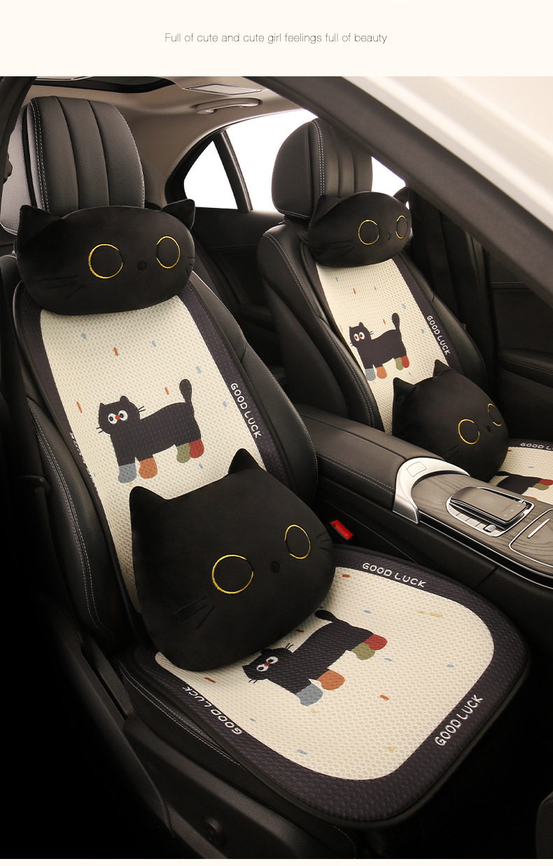 Cute Car Cushion Four Seasons Universal Half Pack Cartoon Cat Seat Cushion Goddess Cyber Celebrity Car Car Car Non-slip Seat Cushion