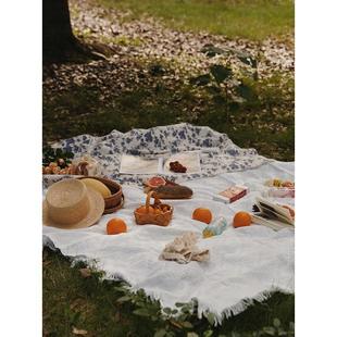 Outdoor Camping Style Mat Picnic Mat Ins Style Beach Mat Thickeneded White Picnic Cloth Popular Supplies Props Tablecloth