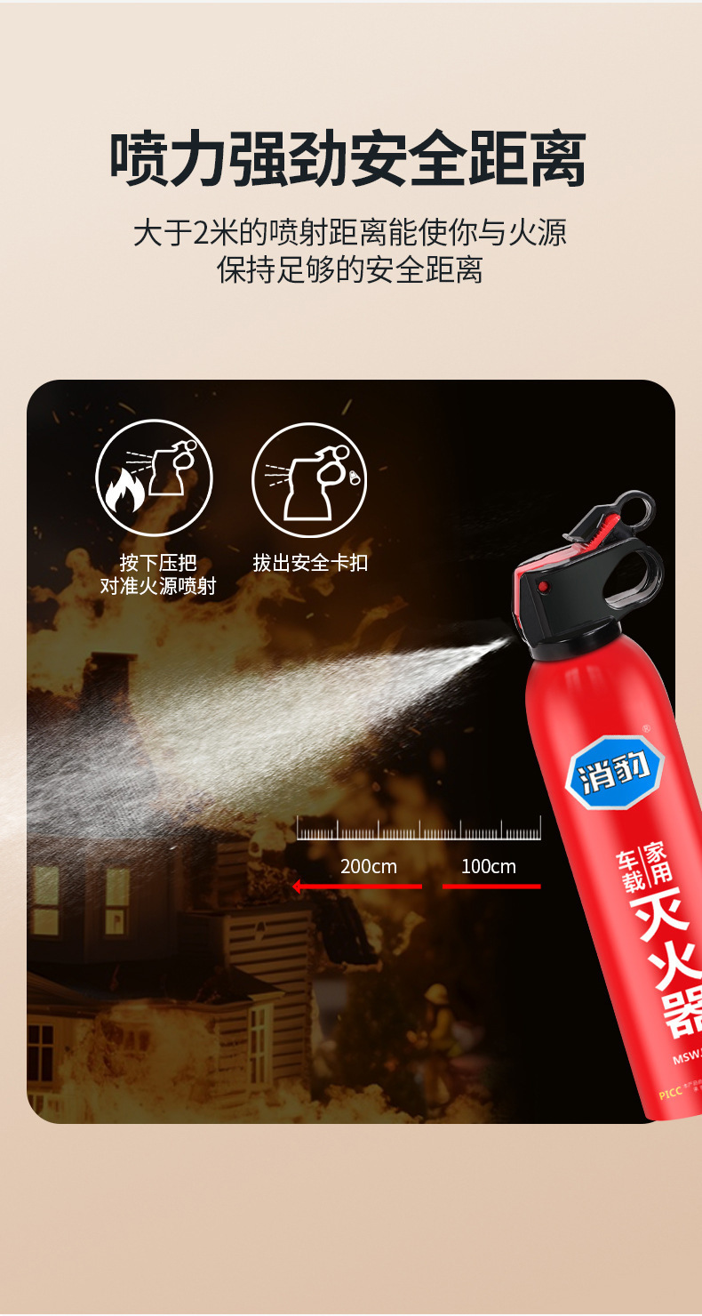 Car 13B water-based car fire extinguisher 600ML household portable fire extinguisher car annual inspection fire fighting equipment