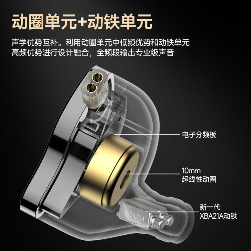 跨境一圈二铁电竞入耳挂耳式有线耳机六单元游戏音乐HIFI直播耳机|undefined
