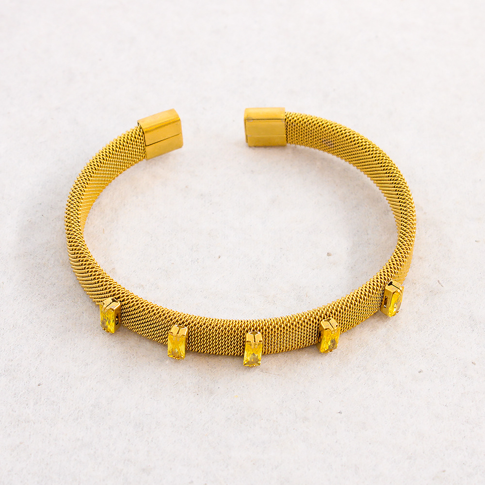 Fashion Geometric Titanium Steel Gold Plated Zircon Bracelets 1 Piece