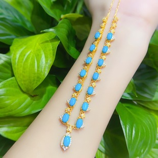 New Natural Beauty Pine Necklace S925 Silver Inlaid Main Stone 4*6mm Versatile Popular Trendy Women's Jewelry Wholesale