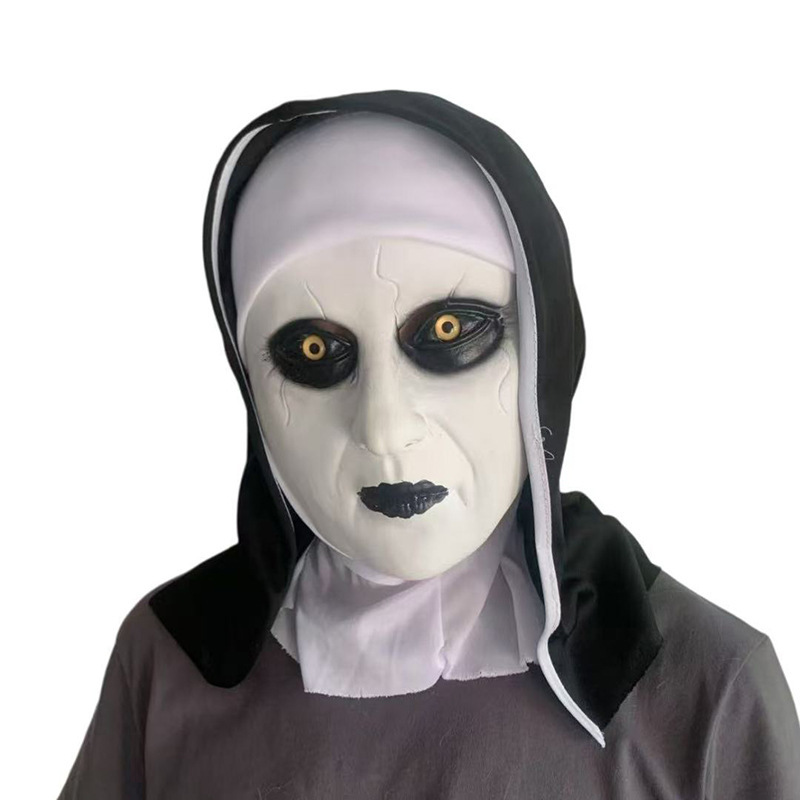 Transfronterizos Hot Conjuring 2 máscaras de monjas Halloween aterrador fantasía horror aterrador capuchón de látex monjas
