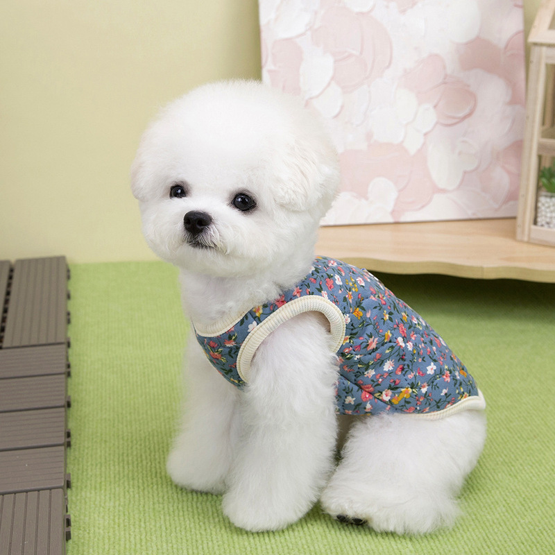 宠物服装小型犬狗衣服猫咪秋冬保暖舒适新款批发25碎花棉背心|undefined