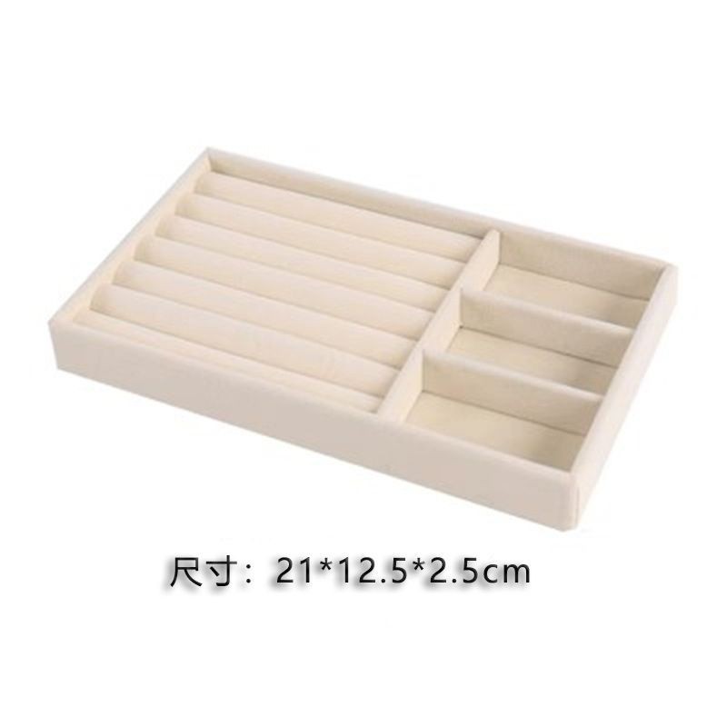 Franela, joyería, exhibición, caja de almacenamiento, acabado de escritorio, bandeja de almacenamiento de maquillaje, pendientes, pendientes, pulsera, anillo, estante de almacenamiento
