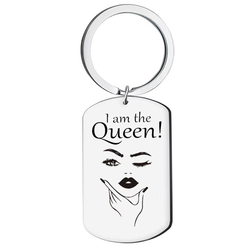 European and American Cross-Border Jewelry Laser-Cut Engraved Military Tags Dog Tags Logo Inspirational Phrases Stainless Steel Keychains Exquisite