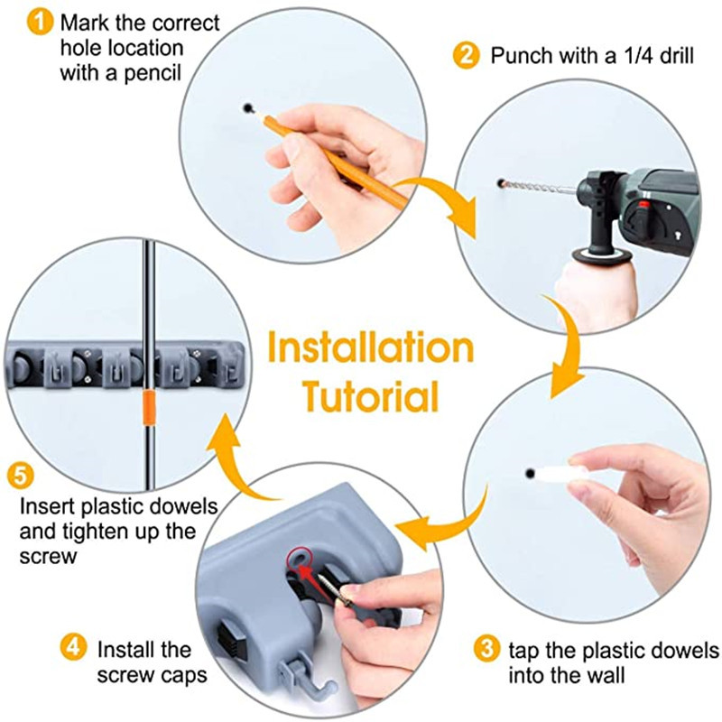 Factory Direct Sale Mop Stand Home Goods Mop Holder Multifunctional Mop Hook Magic Mop Stand