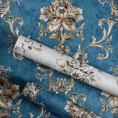 Self-adhesive wallpaper 3D three-dimensional thickened non-woven refined European style pastoral bedroom warm bedside living room background wall wallpaper