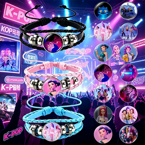 Cross-Border Kpop Demon Hunter Girl Group Pink Bracelet Jewelry Girl Gift Cross-Border Anime Peripheral Hand Jewelry Small Gift
