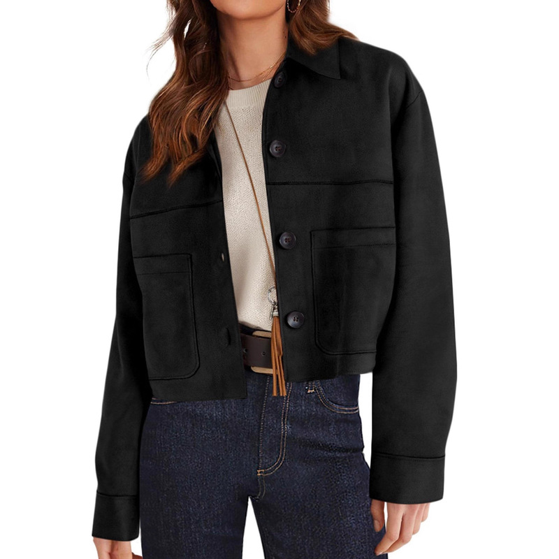 Women's Faux Suede Short Jacket Casual Lightweight Autumn Fashion 2025 European and American Winter Coat Trendy Clothing
