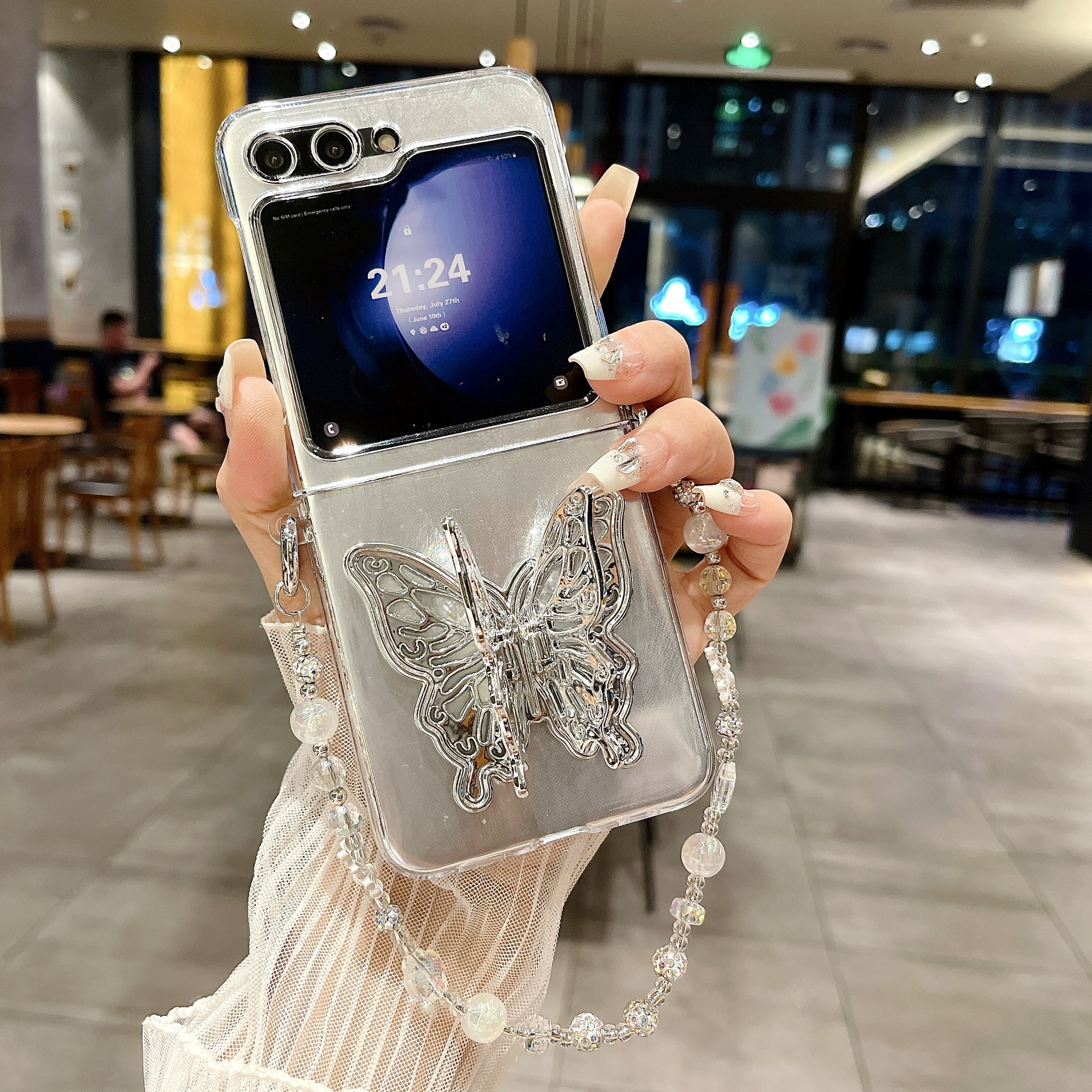 For Samsung Galaxy Z Flip5 Phone Case Feather Yarn Stereo Butterfly Zflip4/3 Folding Screen Saver Cover_voghion.com