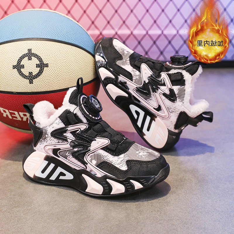 Zapatos de baloncesto para niños varones de 6 - 12 años de edad zapatos para niños 2025 nuevo otoño y invierno para correr zapatillas deportivas de lana al por mayor