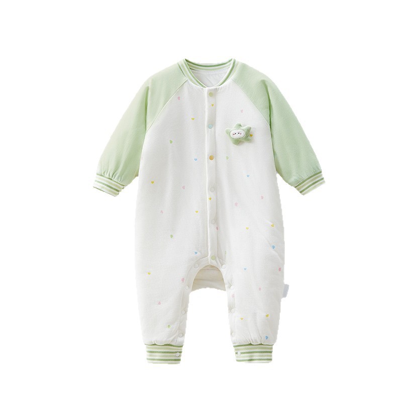 十月结晶粒粒阳光婴儿夹棉连体衣秋冬加厚保暖新生恒温宝宝衣服新|undefined