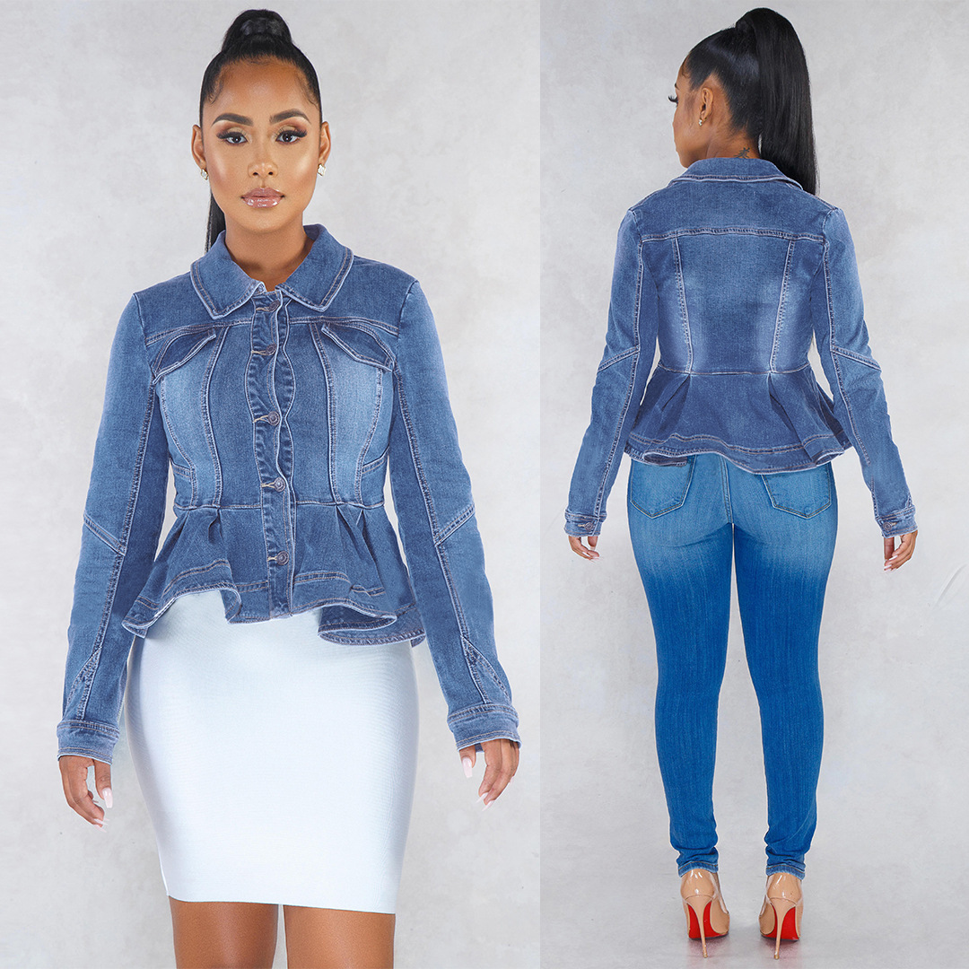 women s slim denim jacket nihaostyles clothing wholesale NSWL79021