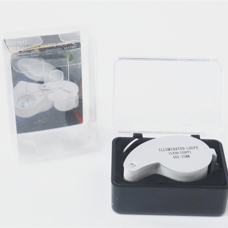 工場卸売40x25mm ledライト付き折りたたみ鑑定ジュエリールーペMG21011|undefined