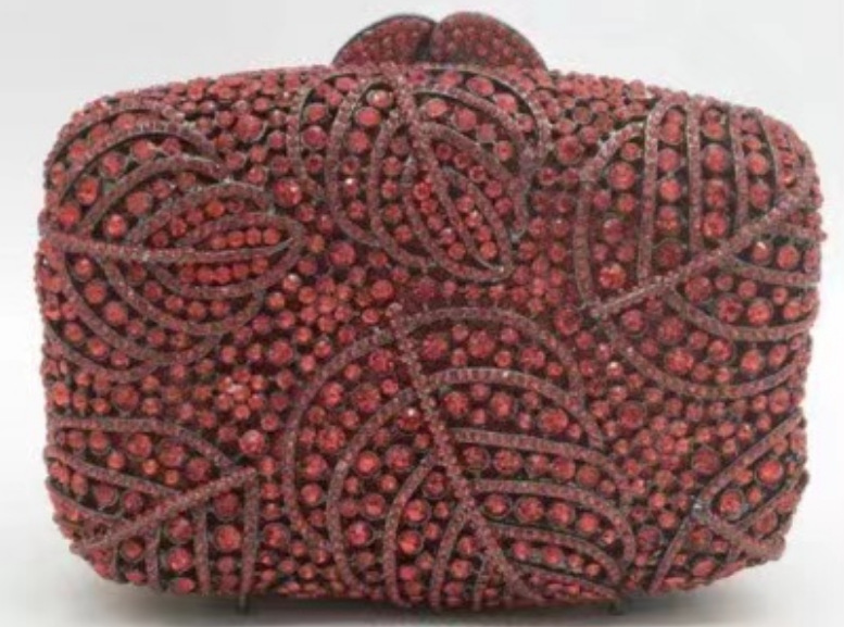 * transfronterizo nuevo paquete de diamante de hoja hueco caja dura de metal bolsa de cristal bolsa de diamante de mano de banquete europea y americana