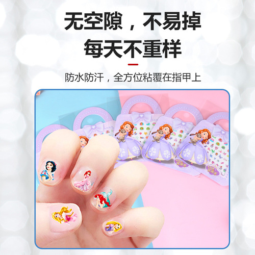 Disney Girls Children's Glow-in-the-Dark Nail Sticker Frozen Elsa Princess Nail Art Sticker Cartoon Sticker Toy