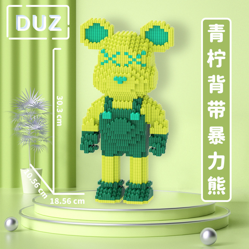 Bloques de construcción de partículas de muñeca al por mayor, bloques de construcción de juguete educativos, oso violento para padres e hijos, compatible con Lego