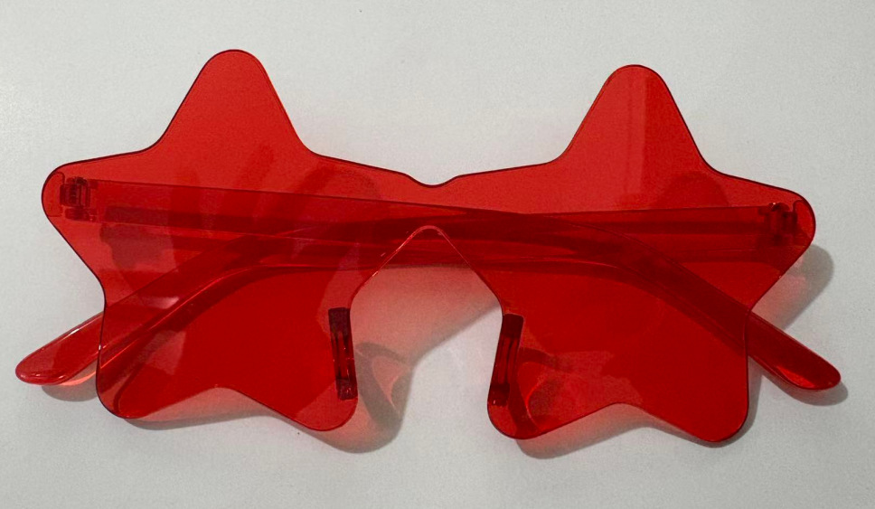 Nueva personalidad de color caramelo sin marco gafas de sol de estrellas fiesta extraña gafas de sol de pentagrama image 14