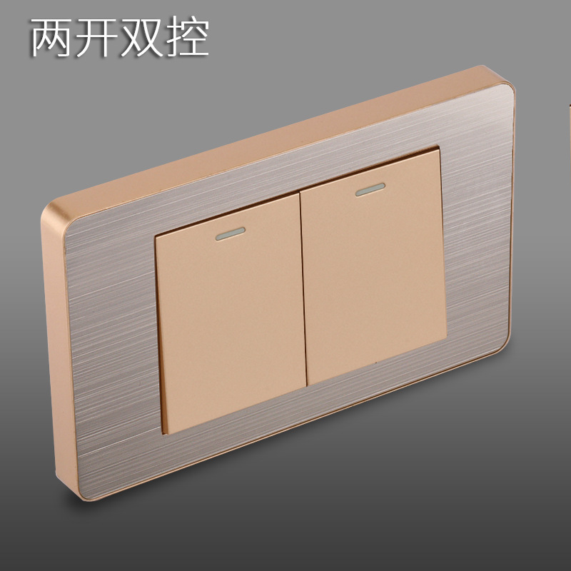 Panel de enchufe de metal estándar estadounidense de acero inoxidable dibujado oro tres agujeros Taiwan conmutador USB suministro directo de fabricantes de enchufes
