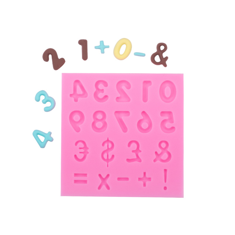 Adición de símbolos aritméticos digitales, resta, multiplicación y división modelado molde de silicona horneado creativo pastel de fondant chocolate molde decorativo