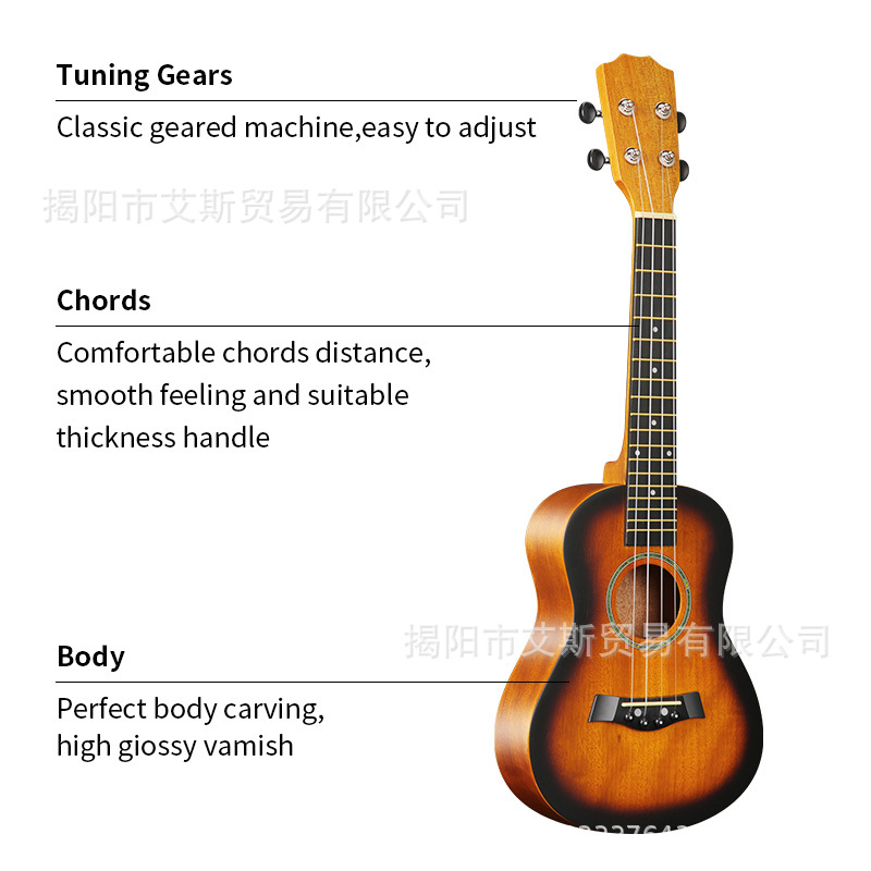 Mahogany Instrument 23 -inch Ukulele Hawaii Four Strough Small Guitar 2