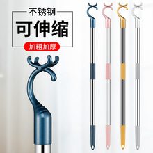 阳台不锈钢晾衣叉伸缩晾衣杆 加粗加厚衣叉撑衣杆加长晾衣杆批发