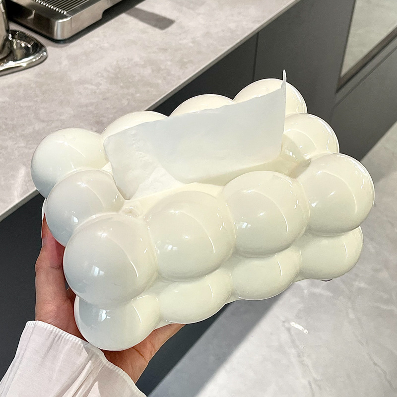 奶油风纸巾盒客厅高级感抽纸盒轻奢创意棉花糖纸抽盒家用餐巾纸盒|undefined