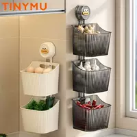 Kitchen storage box wall-mounted punch-free bathroom storage rack ginger and garlic hanging storage basket multi-function storage basket