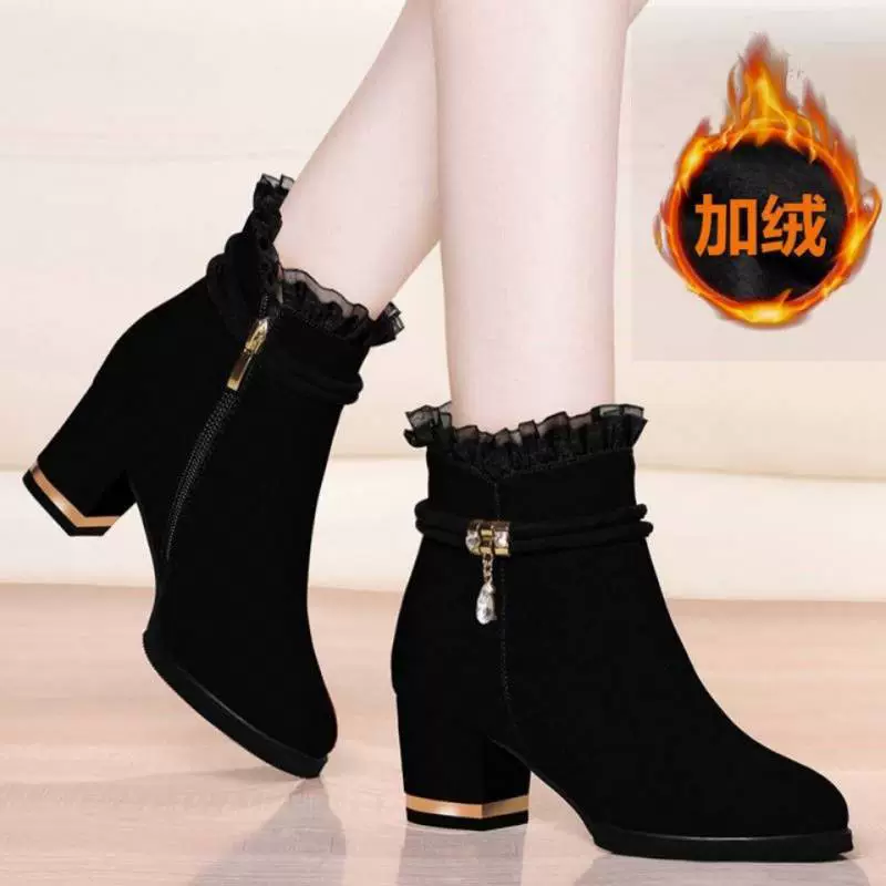 Fleece keep warm suede universal low boots with zipper, 2021 collection