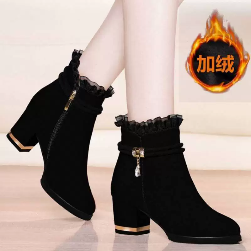 Fleece keep warm suede universal low boots with zipper, 2021 collection