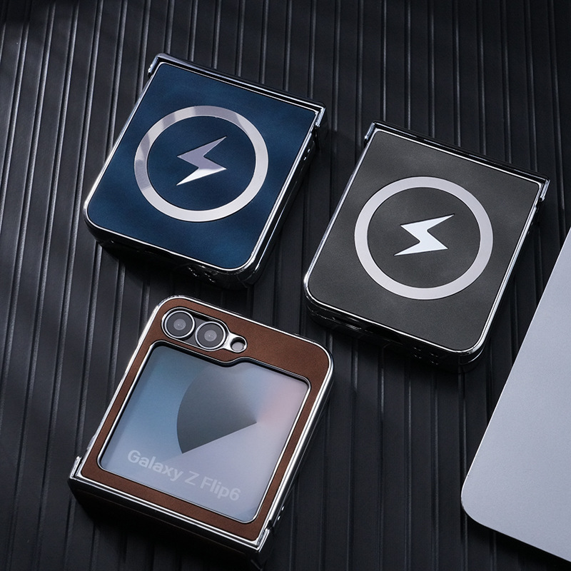 Samsung Z Flip6 電気メッキ折りたたみ AG 細かい砂磁気携帯電話ケースつや消しワイヤレス充電落下防止保護カバーに適しています。|undefined