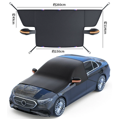 Car half cover car cover car cover four seasons universal sun protection rain proof heat insulation sun shade half body front shield thickened sun shade (Sun shade) - oxford-cloth-front-gear-side-window-block-4-windproof-straps