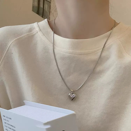 双层爱心项链碎银几两甜酷时髦锁骨链ins小众设计高级感颈链女潮