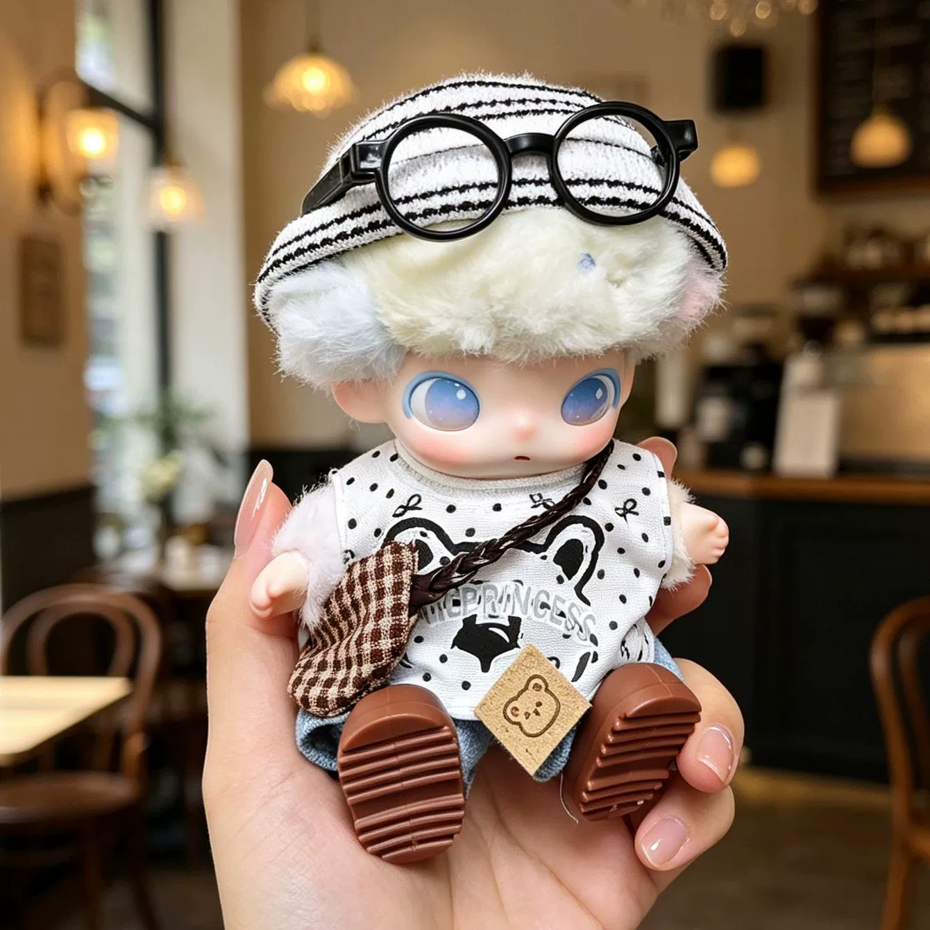 Baby clothes only] Suitable for DIMOO Newborn Diary Series 15cm doll clothes black and white striped set