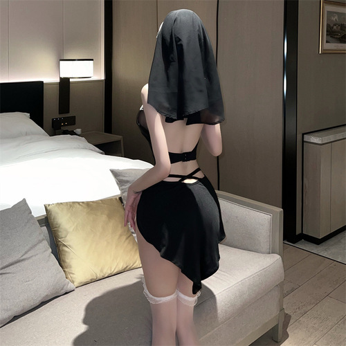 Original sexy lingerie, sexy cosplay nun uniform, cosplay game outfit, hollow skirt suit, dropshipping