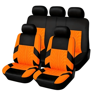 Car Seat Cover and Cushion Seat cushion, seat cover - orange-9-piece-set-five-seats