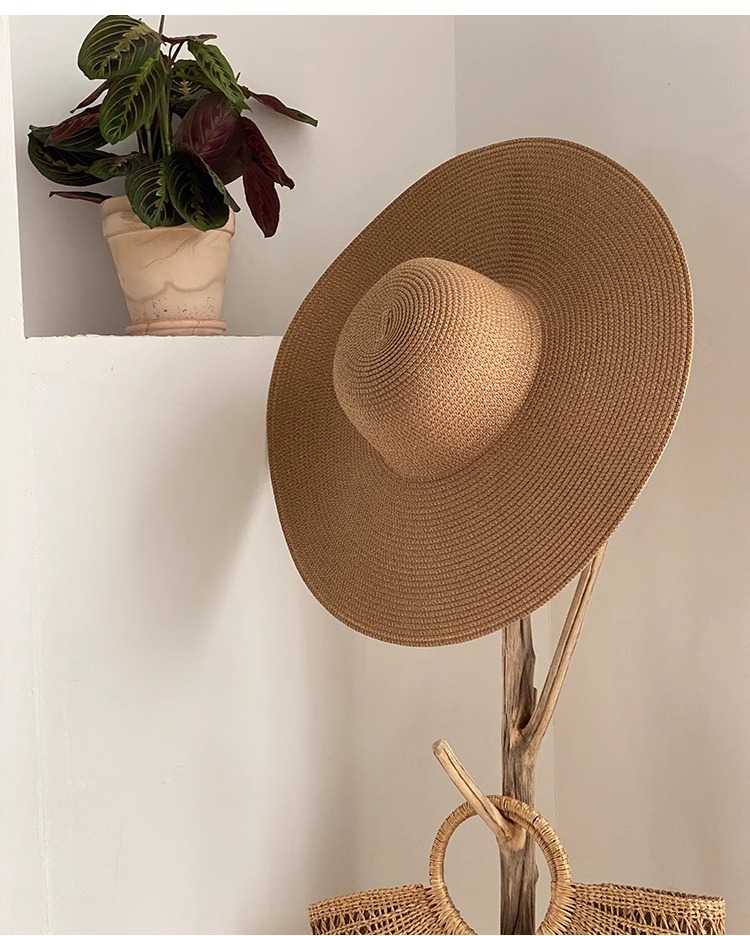 Women's Wide Brim Straw Hat Foldable Beach Sun Hat For Vacation_voghion.com