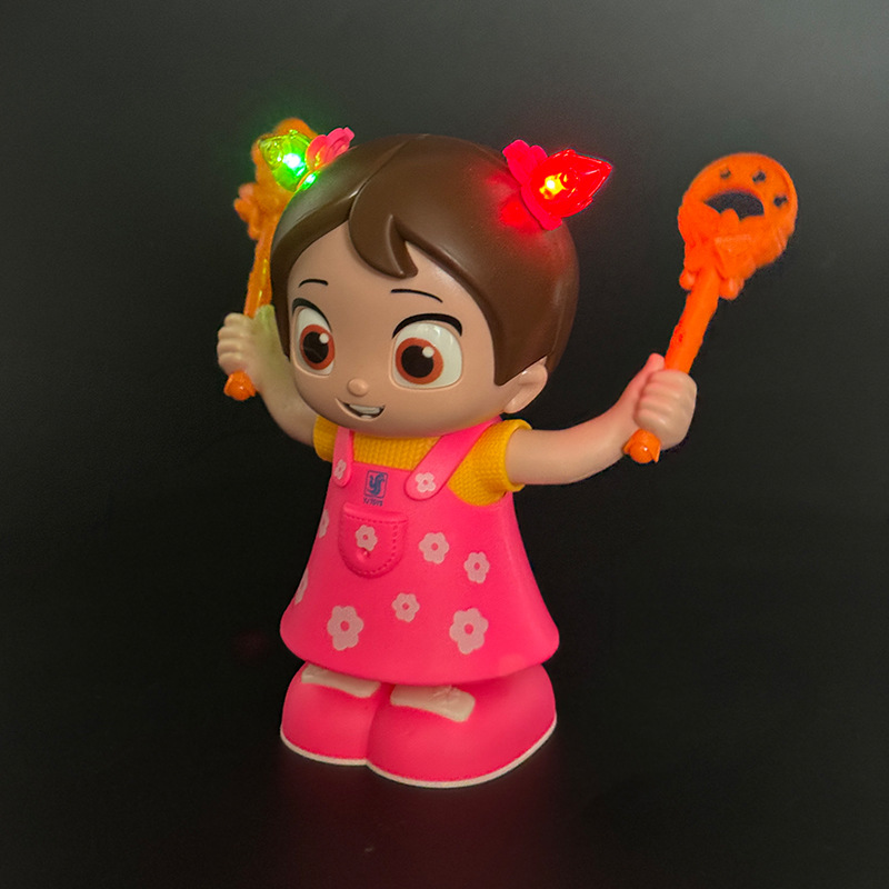 Shake nuevo producto acrobacias eléctricas giras luces música muñecas muñecas juguetes para niños al por mayor transfronterizos