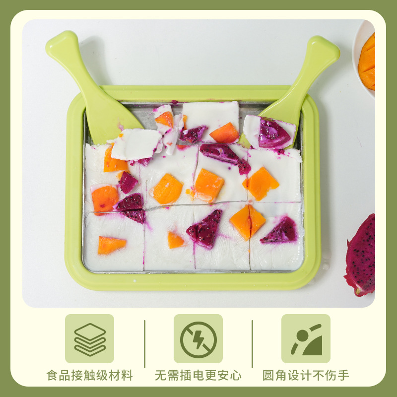 304 Stainless Steel Ice Cream Maker for Home Use, No-Plug Yogurt Maker, Summer Mini Ice Cream Pan, Children's DIY Ice Cream Gadget