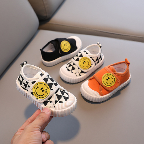 Solid Soft Bottom Baby Shoes Boys and Girls Breathable Canvas Shoes Non-Slip Toddler Shoes Velcro Single Shoes Children's Casual Shoes
