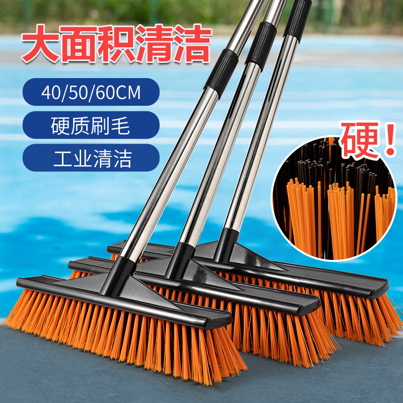 Large long handle bristle floor brush commercial floor brush factory cement Moss marble tile floor brush artifact