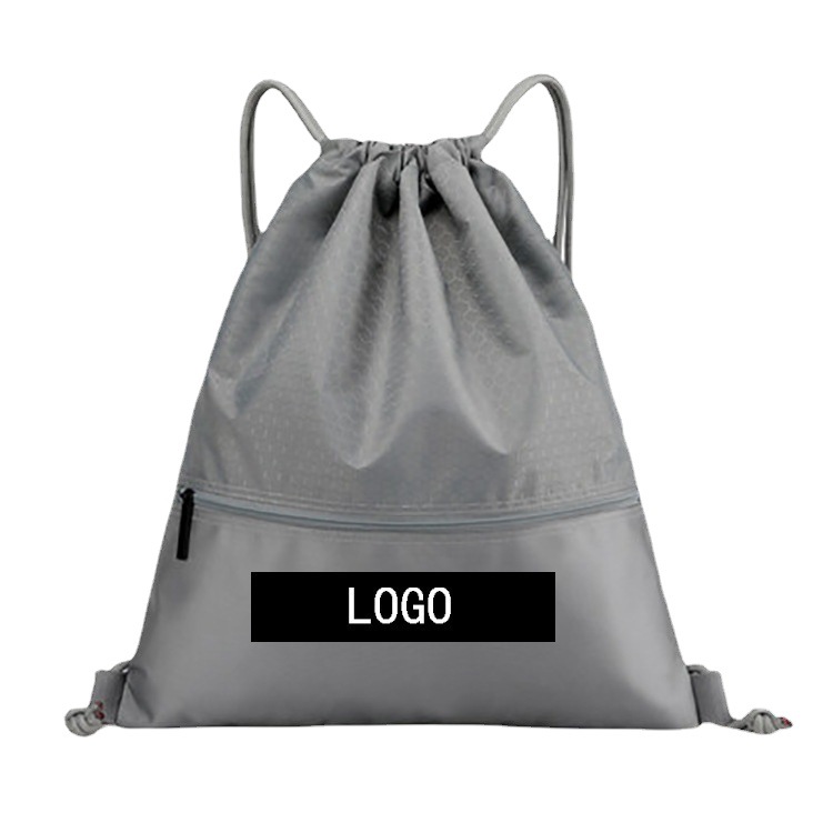 工厂供应涤纶束口袋抽绳双肩包轻便折叠旅运动抽绳袋logo加印背包